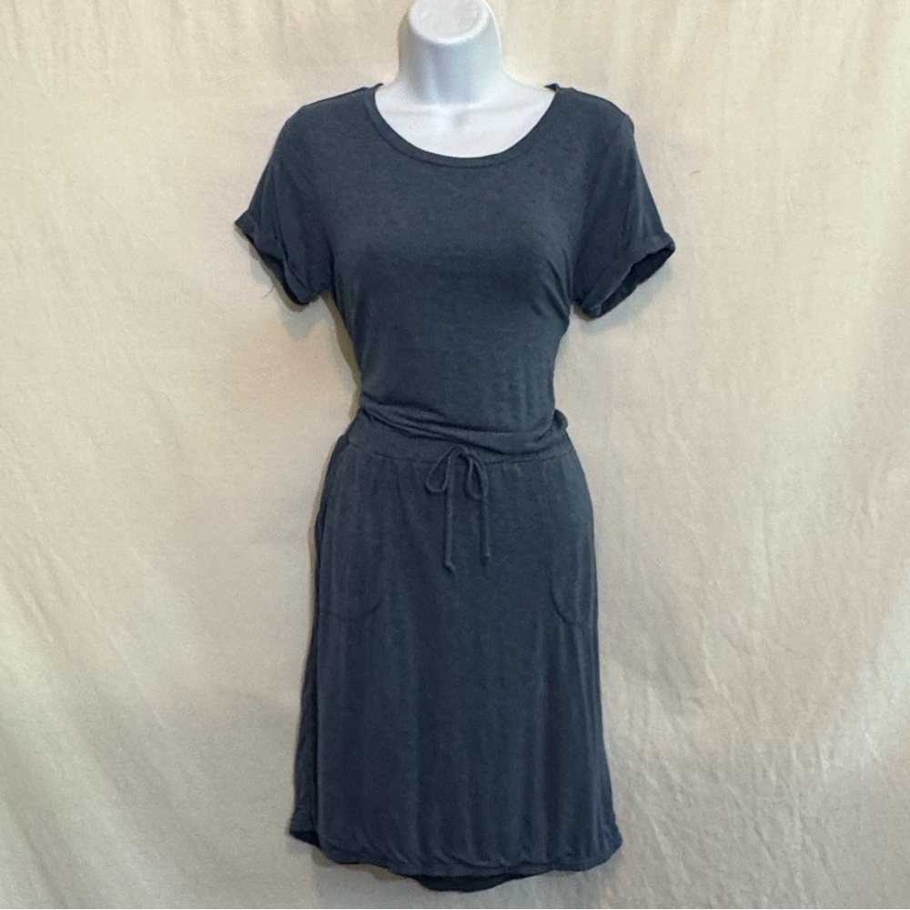 C-51 32 Degrees Cool Blue Short Sleeve Elastic Waist MIDI Dress Size S
